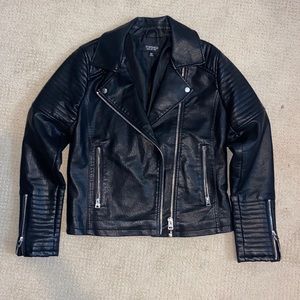 Leather jacket with hardware